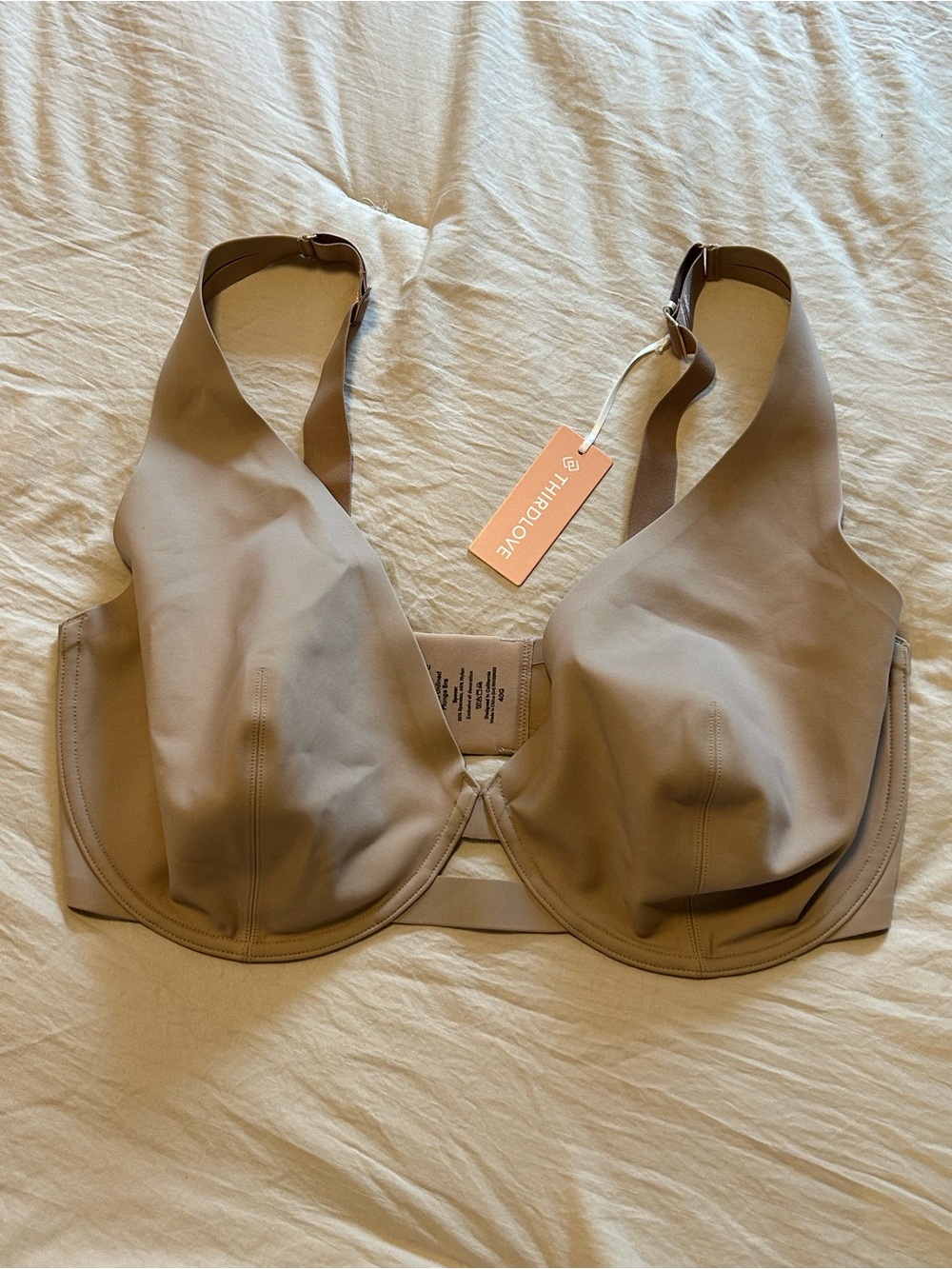 NWT ThirdLove 24/7 Classic Unlined Plunge Bra Nude 40G Lingerie